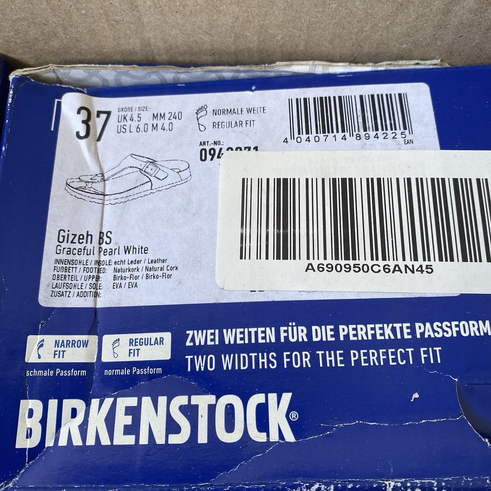 Birkenstock Gizeh Sandals Womens US 6 EU 37 Pearl White Birko Regular Fit NEW - Picture 10 of 10